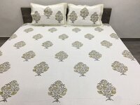 Hand Block Printed Queen Size Waffle Bedcover