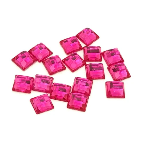 Immitation Ruby Square Cubic Zirconia - Color: Pink