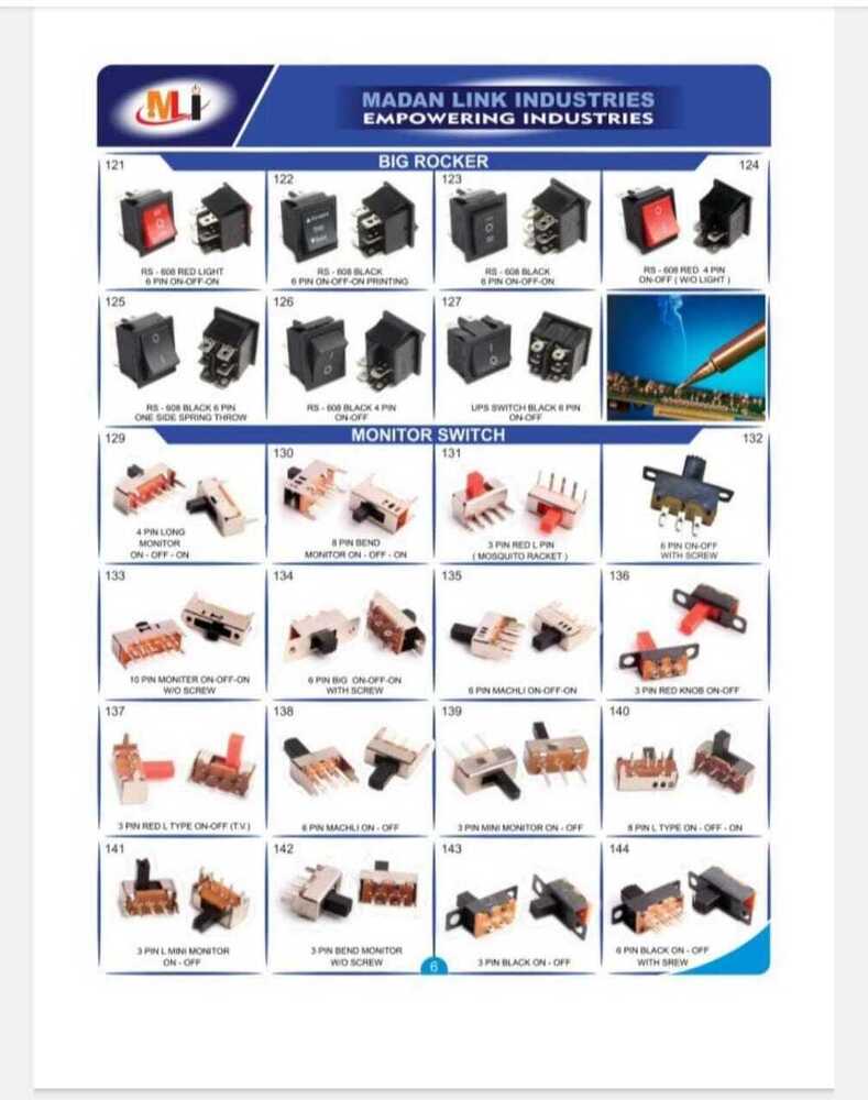 3 Pin Red Knob Without Screw Slide Switch