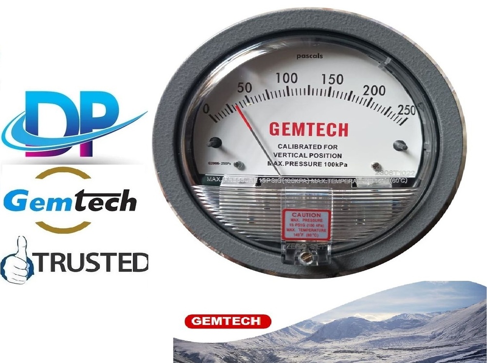Gemtech Differential Pressure Gauges "Available In Stock" Hoshangabad Madhya Pradesh - Accuracy: A 2% Of Full Span At 70 (21 (A 3% On -0