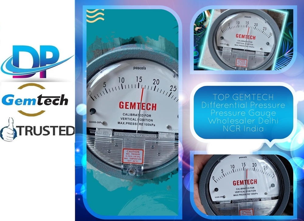 Gemtech Differential Pressure Gauges "Available In Stock" Lucknow Uttar Pradesh - Accuracy: A 2% Of Full Span At 70 (21 (A 3% On -0