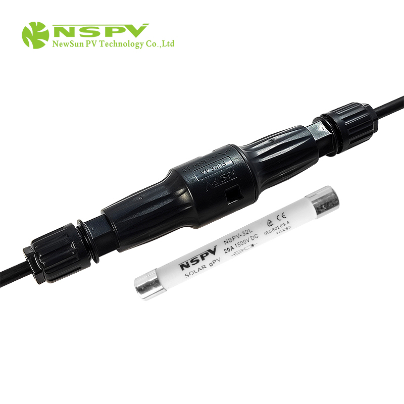 IP68 Waterproof Solar Fuse Connector 1500VDC 50A Dual Cable Type