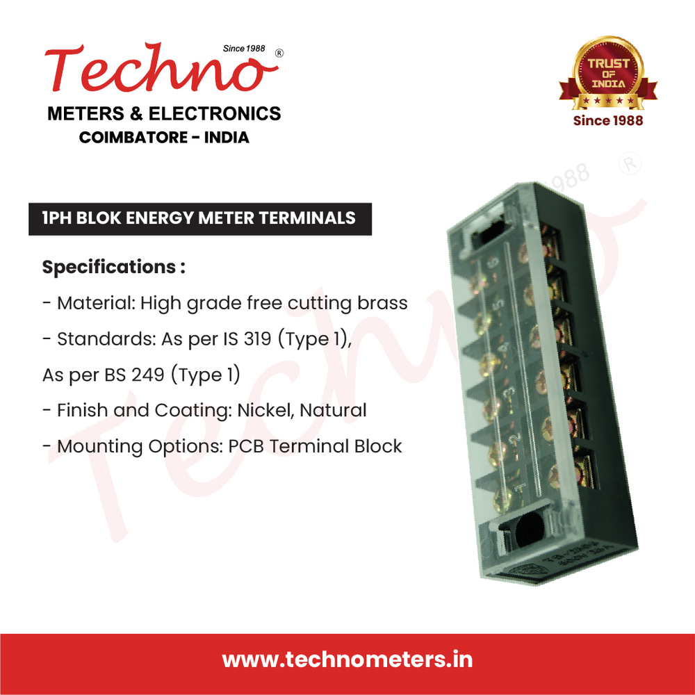 TECHNO 1ph Block Energy Meter Terminals