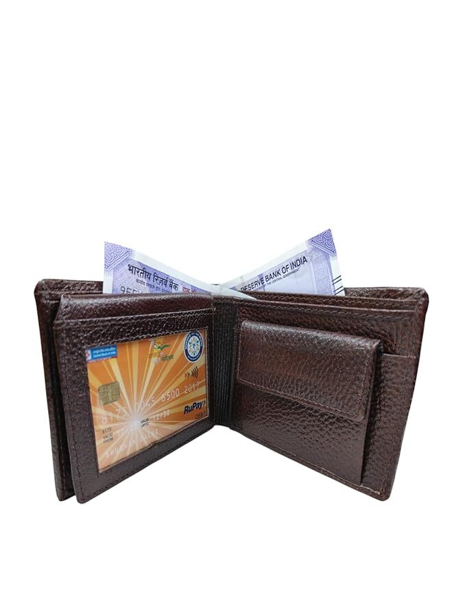 Geniun Leather for Mens ndm Leather Coin Pocket with Card Slots Handcraft