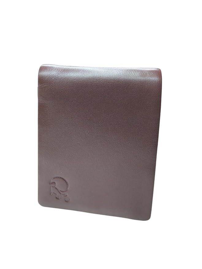 Bi-fold Casual Genuine Leather Wallet Men's Maroon Stichless