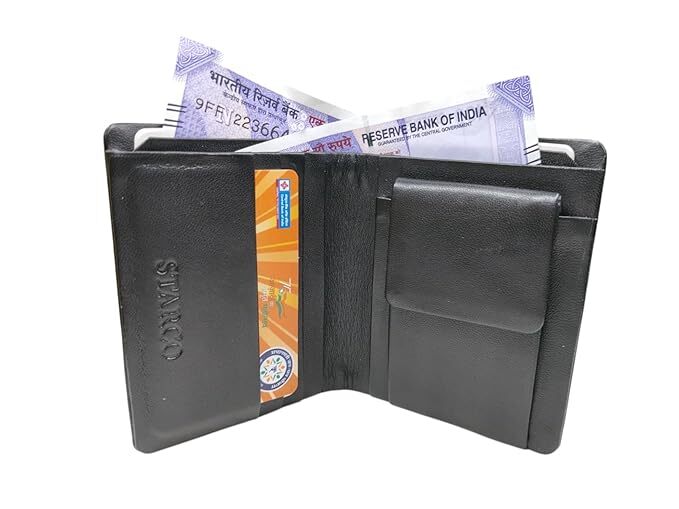 Geniun Leather Classic Bifold Leather Wallet For Men - Slim And Durable, Perfect For Everyday Use Unique Mens Gift Black Colour