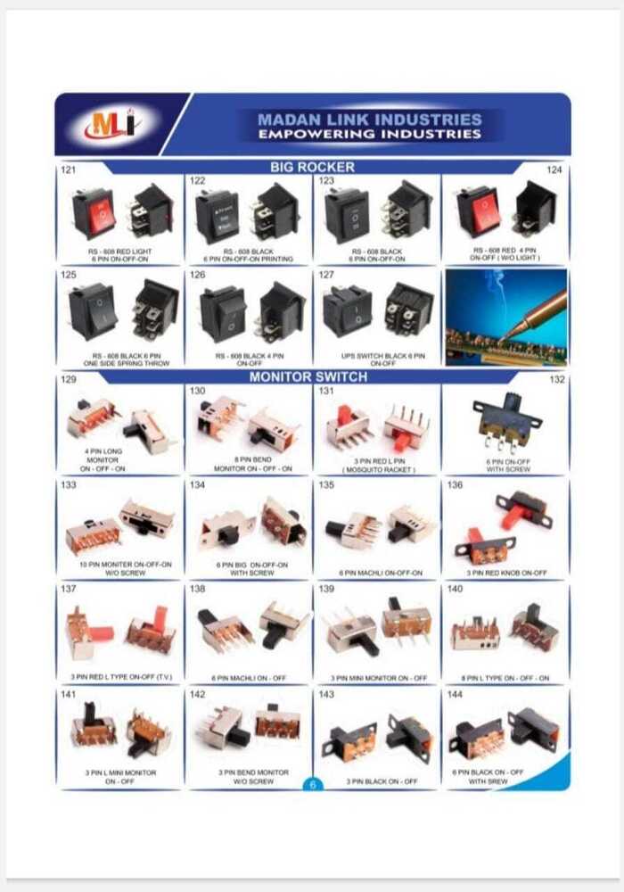 6 PIN SLDIE SWITCH ON-OFF WITHOUT SCREW