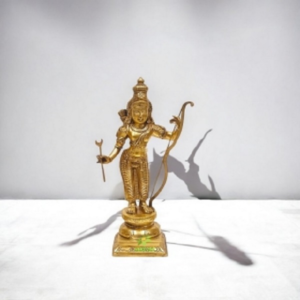 Premium Brass Ram Darbar Statue | Ideal for Gifting & Worship | Ram Darbar Brass Idol ( Yellow, 18 inch)