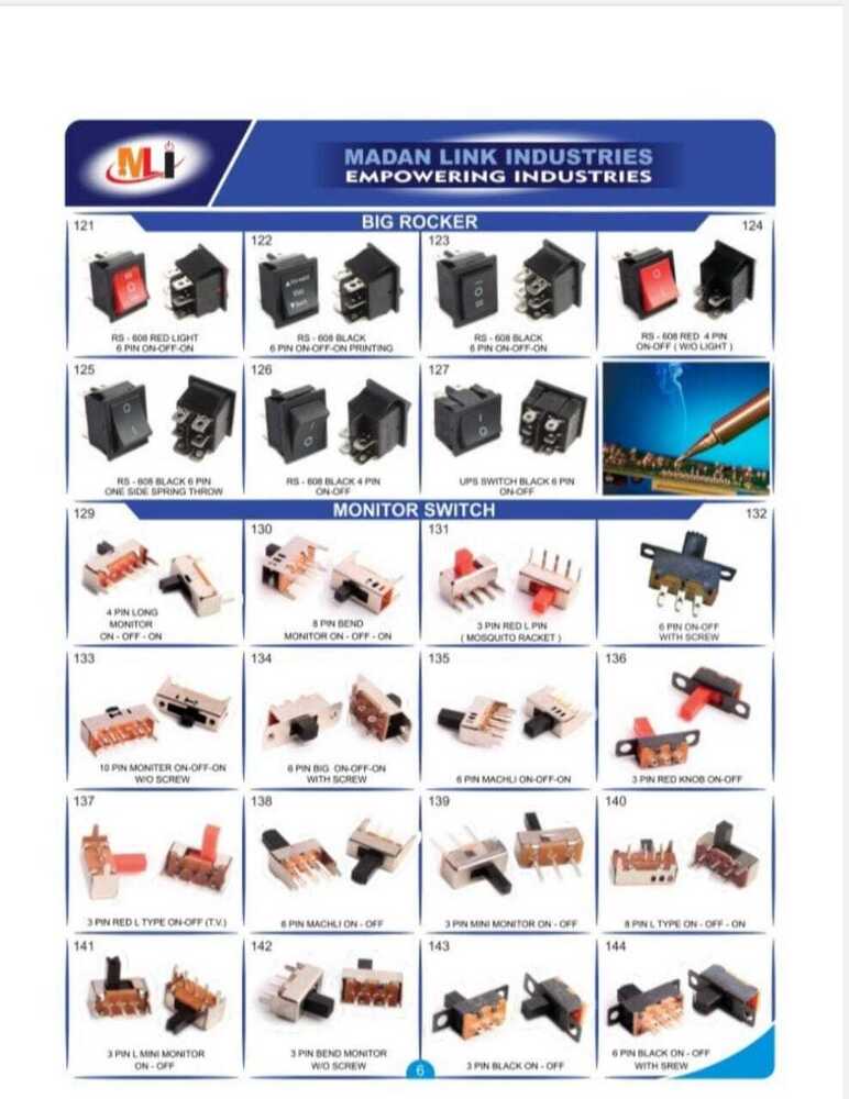 3 Pin Monitor Slide Switch - Metal And Plastic, Standard Size, Black Knob, 6 Ampere, 250 Volt, On/off Function, Customizable Color Options