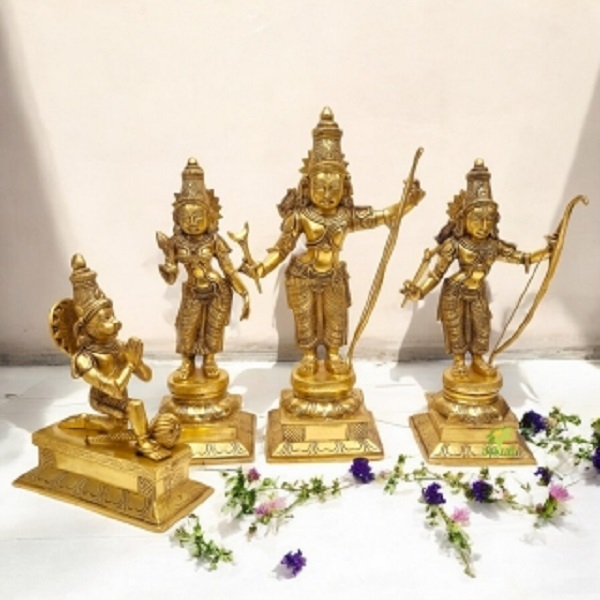 Ram Darbar Brass Idol | Enhance Your Temple & Home Dcor | Divine Brass Ram Darbar Idol ( Yellow, 23 inch)