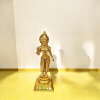 Brass Ram Darbar Family Standing Religious Decor Statue| Brass Idols ( Yellow, 19 inch)