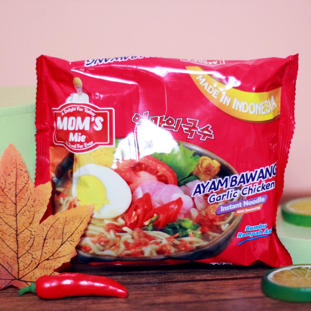 Mom's Mie Chicken Garlic Instant Noodle (Non-Veg) - Authentic Indonesian Flavor