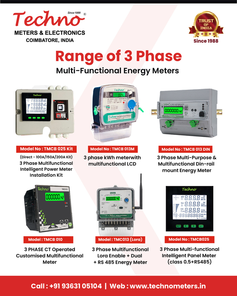 60a - Three Phase Digital Multifunctional Energy Meter - Material: Polycarbonate