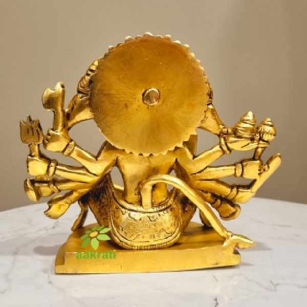 Handcrafted Brass Panchmukhi Hanuman | Perfect For Home Decor & Puja | Divine Brass Panchmukhi Hanuman Idol ( Yellow, 5.9 Inch) - Color: Yellow