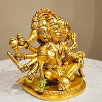 Handcrafted Brass Panchmukhi Hanuman | Perfect for Home Decor & Puja | Divine Brass Panchmukhi Hanuman Idol ( Yellow, 5.9 inch)