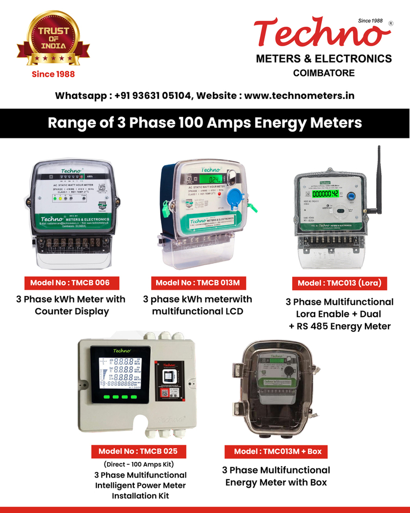 3 Phase Techno Multi Functioning Energy Meter - Accuracy: Class 1
