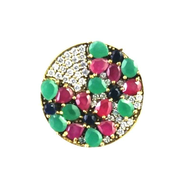 Red Green & Blue Stone Stud Turkish Ring