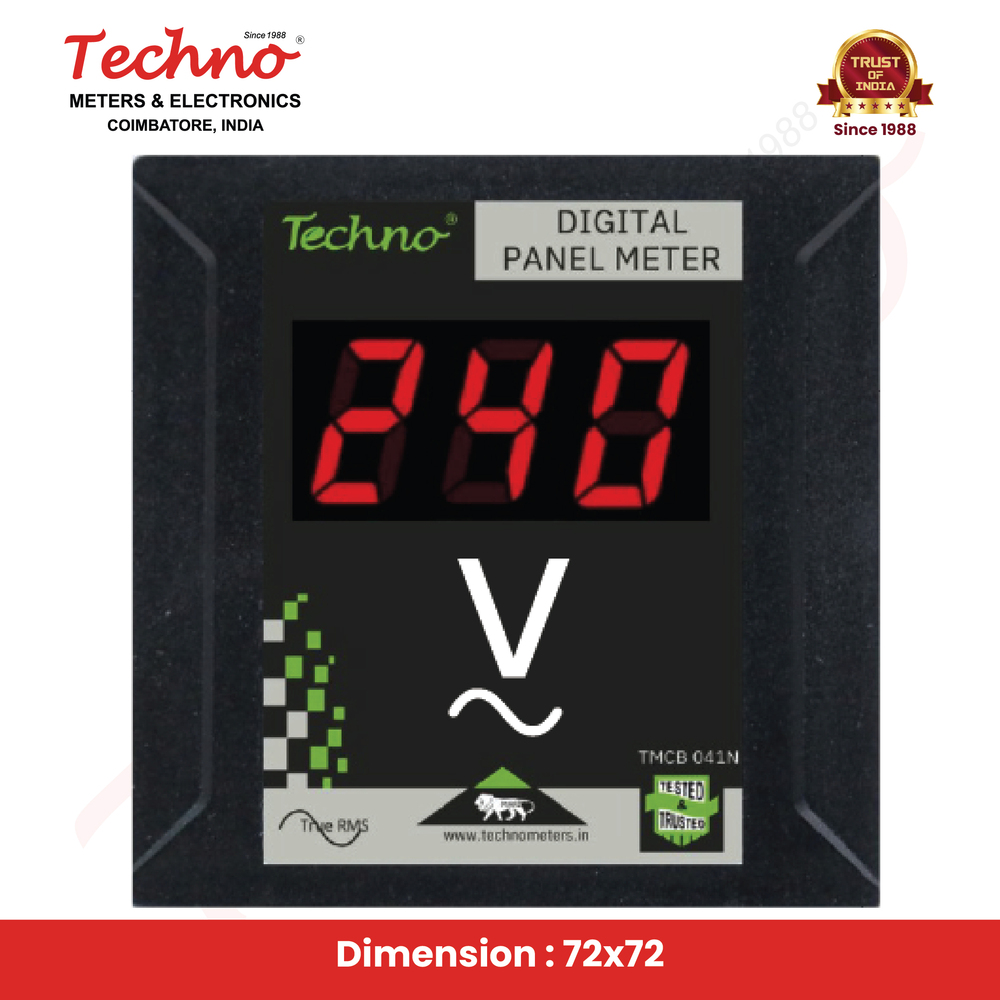 Volt Amps Ampere Meter - Polycarbonate, 72x72 Mm | Accuracy Class 1, Digital Display, High Resolution, 230v Ac Power Supply, Industrial Usage