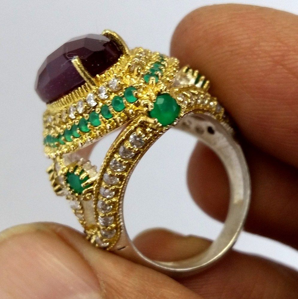 Gemstone Turkish Silver Ring - Color: Multicolor