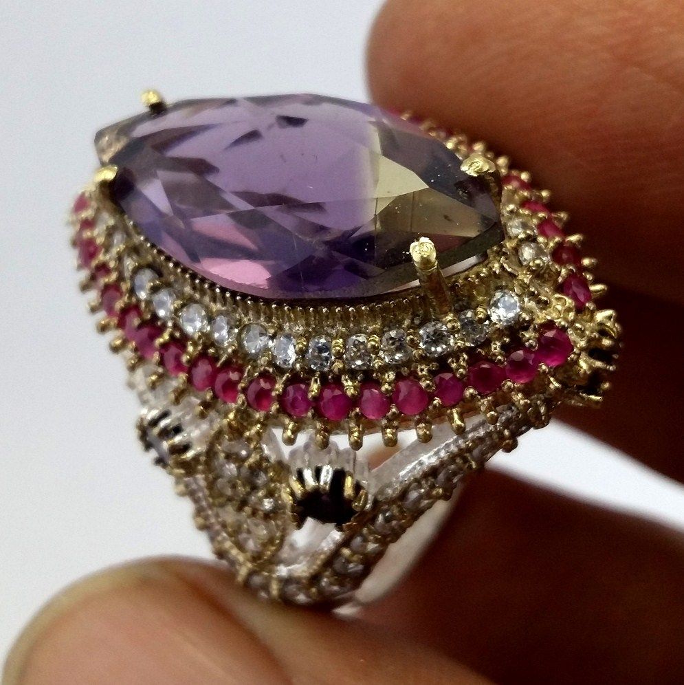Gemstone Turkish Silver Ring - Color: Multicolor