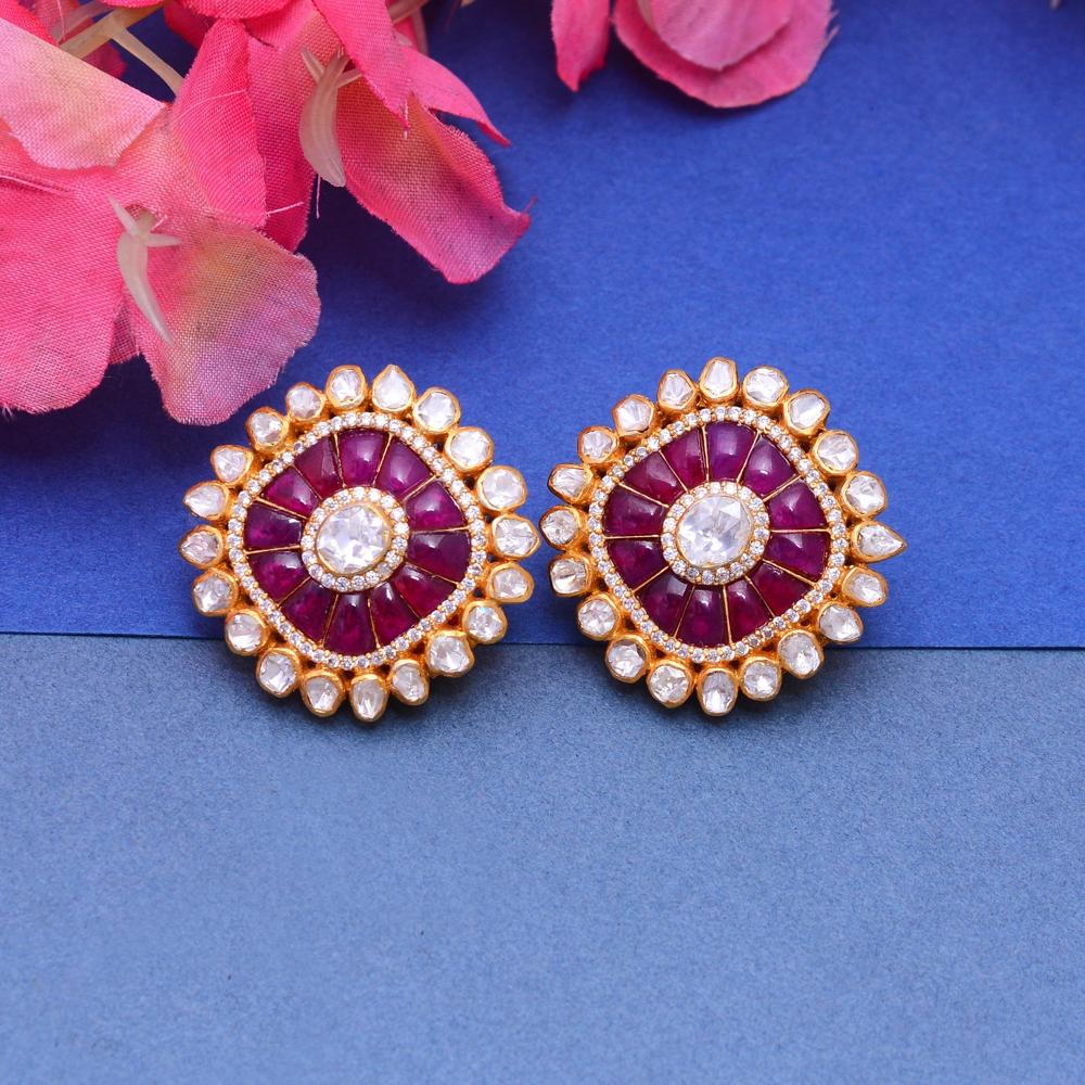 Ruby Earrings Wholesale, Stud Earring, 925 Sterling Silver Moissanite Earring
