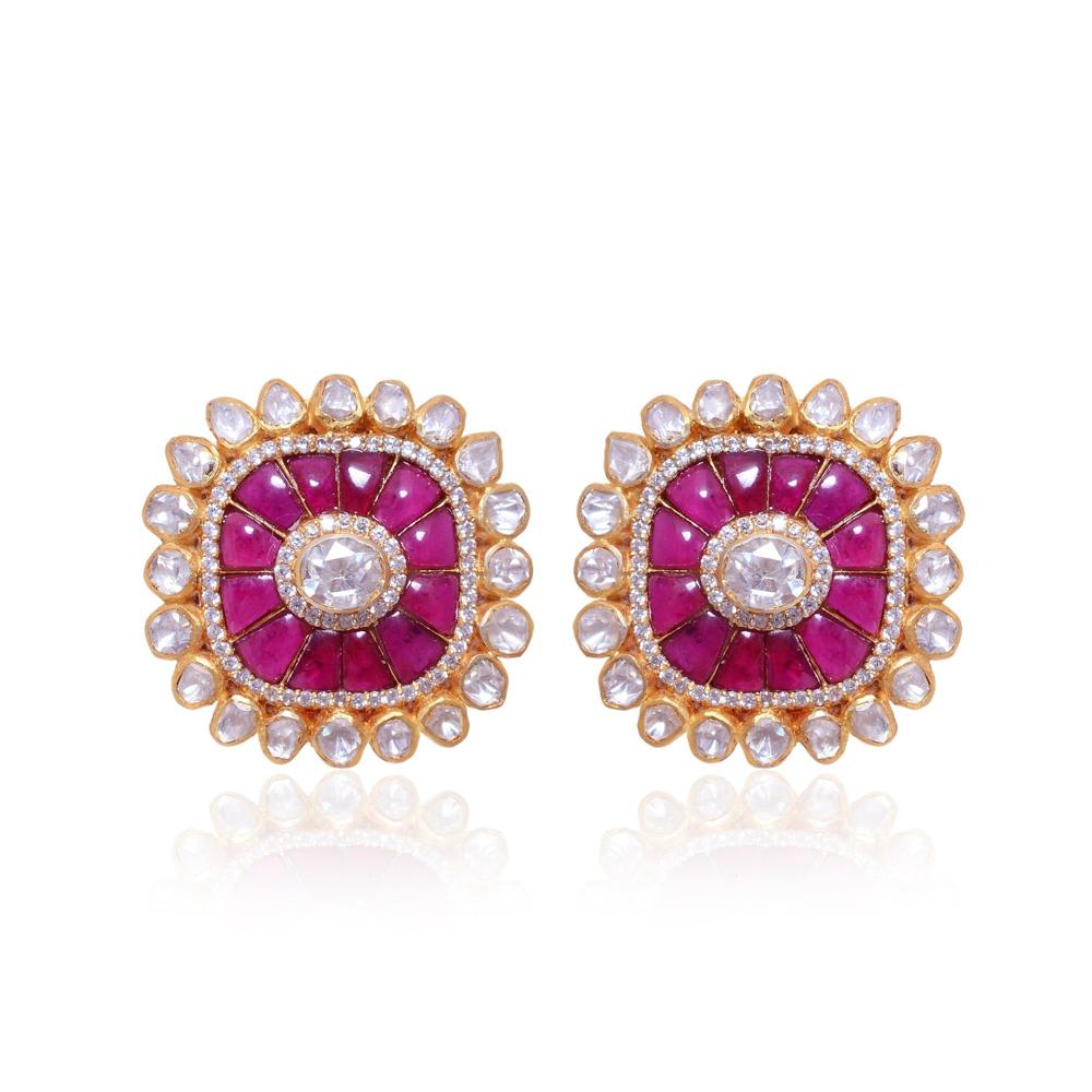 Ruby Earrings Wholesale, Stud Earring, 925 Sterling Silver Moissanite Earring