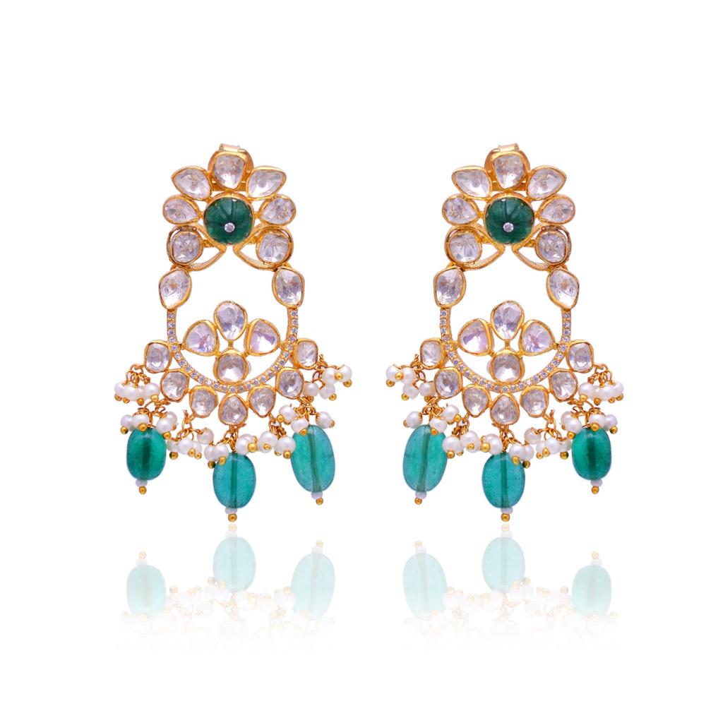 Emerald Earrings, 925 Sterling Silver Earrings, Dangle Drop Earrings, Victorian Earring