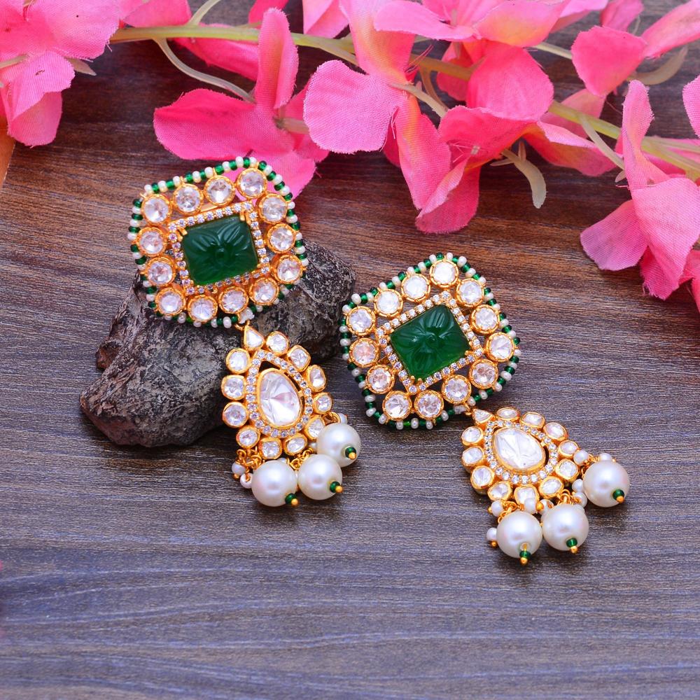 Emerald Earrings Pearl Earrings White Moissanite Earring 925 Sterling Silver Dangle Drop Earring