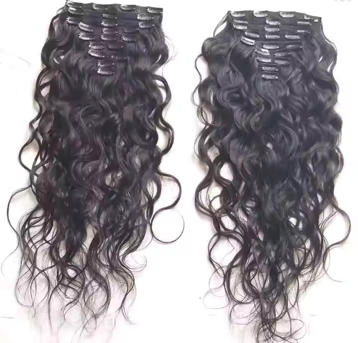 Natural Black Color Remy Hair Clip- in hair Extension