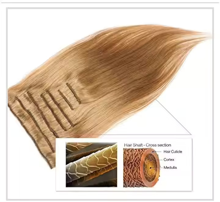 Natural Brown Color Clip-in Hair Temple Remy Human Hair Extension