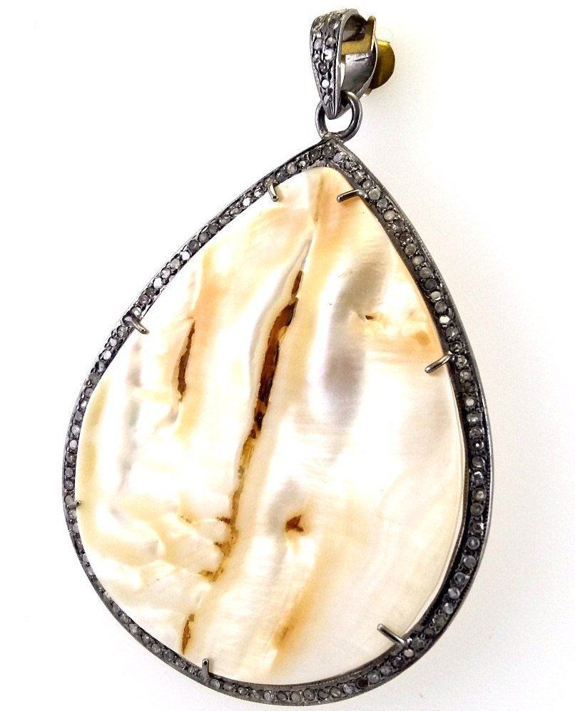 Pearl Diamond Charm Pendant - Color: White