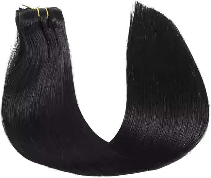 Clip in Human Hair Extensions Black 16 inch Double Weft Hair Extensions Clip in Straight Soft Silky Real Human Hair Extension