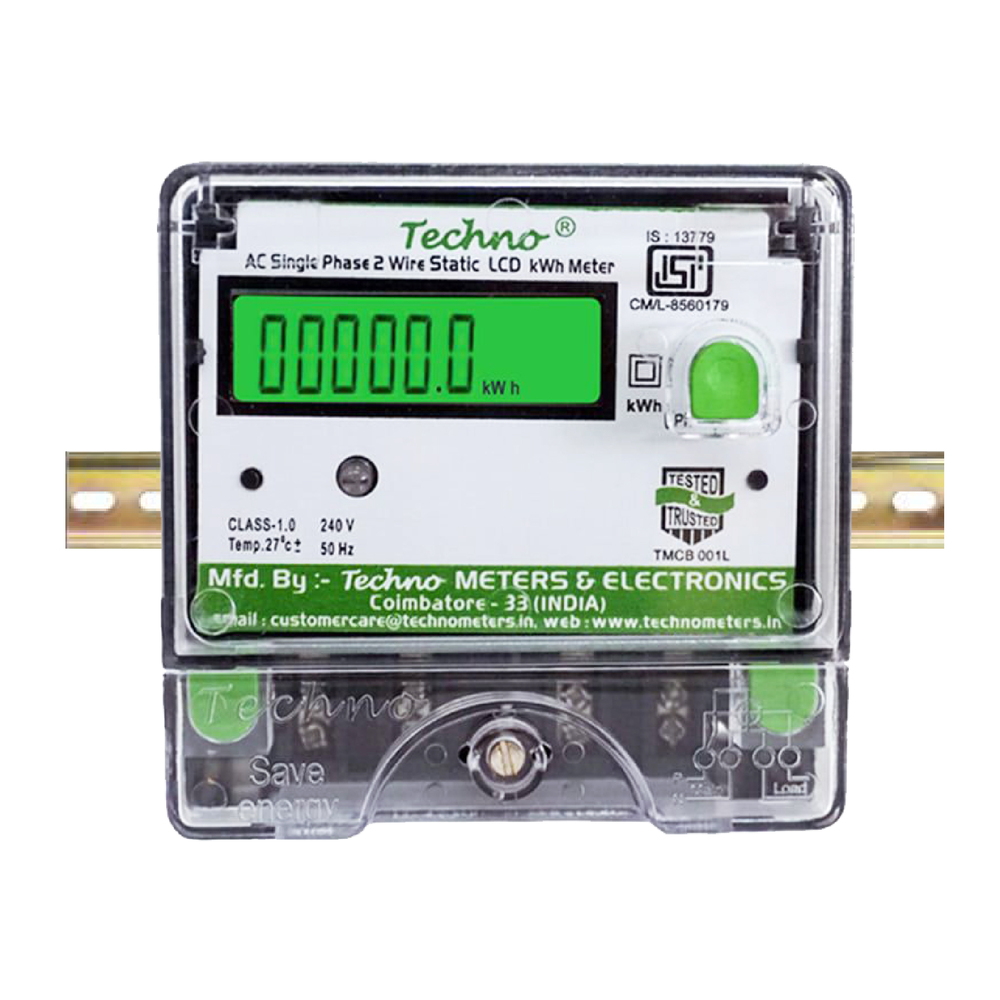 Techno Single Phase Din Rail Wall Mount Meter - Height: 96 Micromete (Micron)