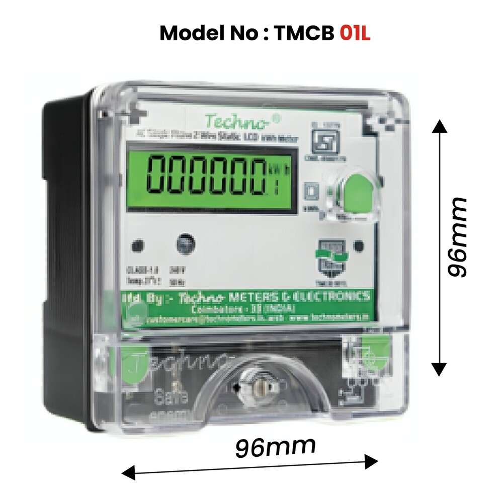 Techno Single Phase Din Rail Wall Mount Meter - Height: 96 Micromete (Micron)