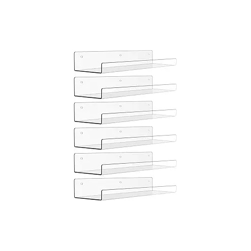 Six Clear Acrylic Wall Shelves