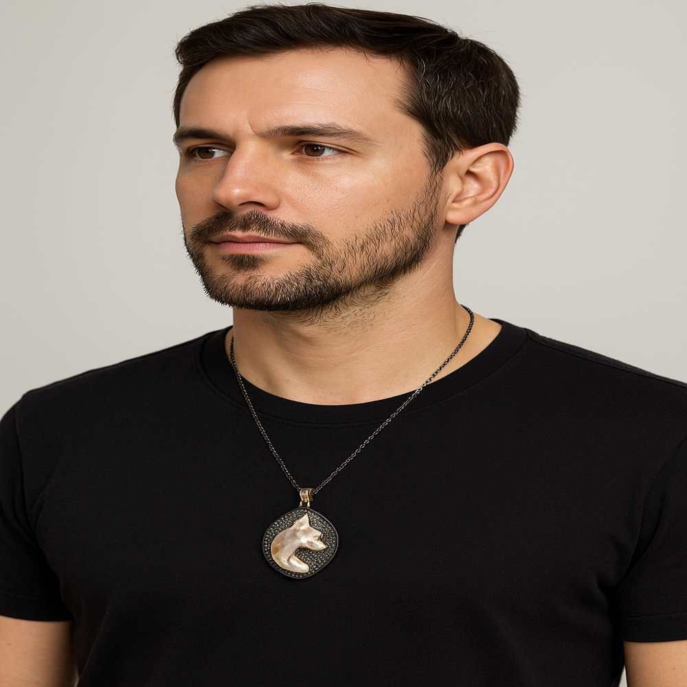 Silver Diamond Charm Pendant,925 Sterling Silver With Freshwater Pearl - Gender: Men