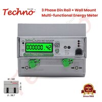 Techno Three Phase Din Rail Mount Multi Function Energy Meters