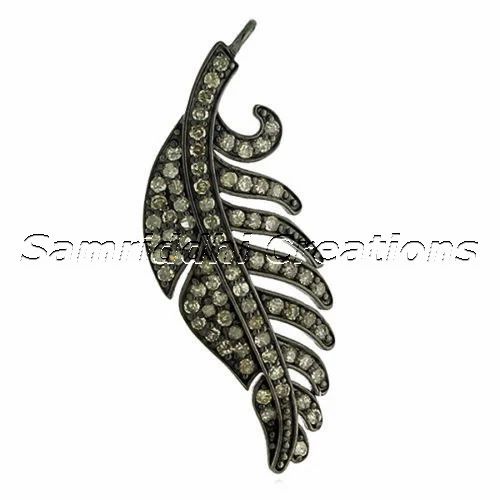 Diamond Silver Leaf Charm Pendant