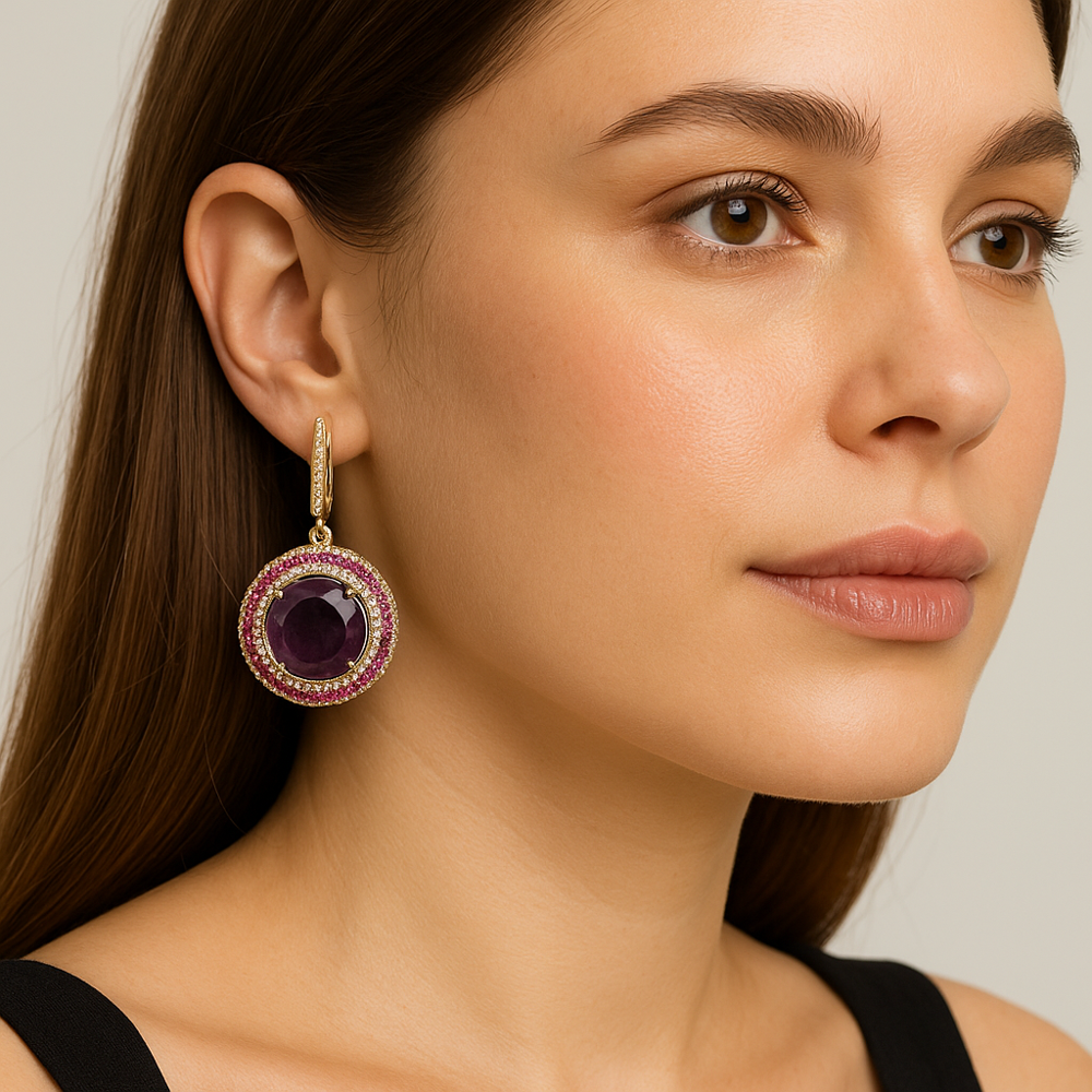 925 Sterling Silver Oxidized Jewelry | 15mm Glass Imitation Stone | Affordable Antique Finish Earrings & Pendants | Jaipur Supplier