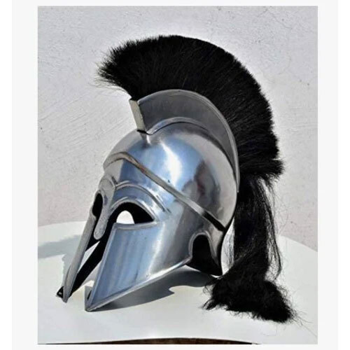Mens Warrior Spartan Helmets Ancient Armour Helmet Replica - Color: Silver