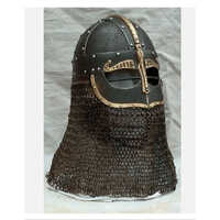 20 Gauge Medieval Viking Helmet Vendel Knight With Chain Mail For Larp - Color: Black