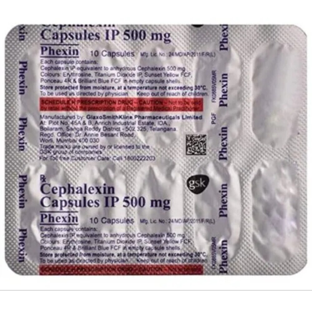 Phexin 500mg Tab Ingredients: Cephalexin