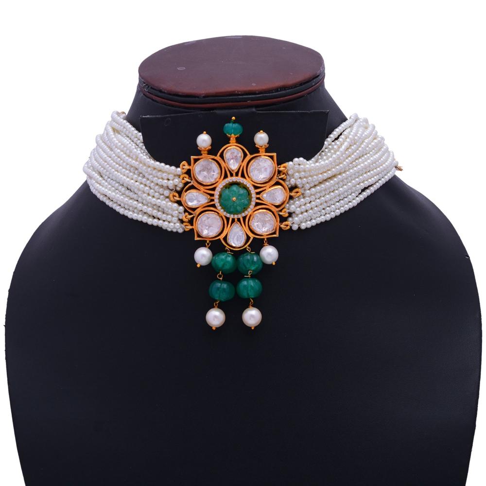 Emerald 925 Sterling Silver Necklace, Choker Necklace, Moissanite Necklace Jewelry