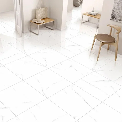 Designer Floor Tiles - Vitrified, 4x4 Feet (1200x1200 mm), White Color, 10-14 mm Thickness | Wear-Resistant, Elegant Design for Modern Spaces