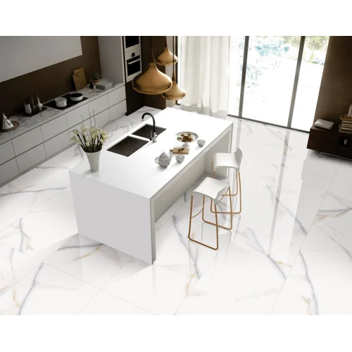 Kajaria Ceramic Tiles - High-Quality Ceramic, 4x4 Feet (1200x1200 mm), Classic White, Square Shape, Super Glossy Finish, Wear-Resistant
