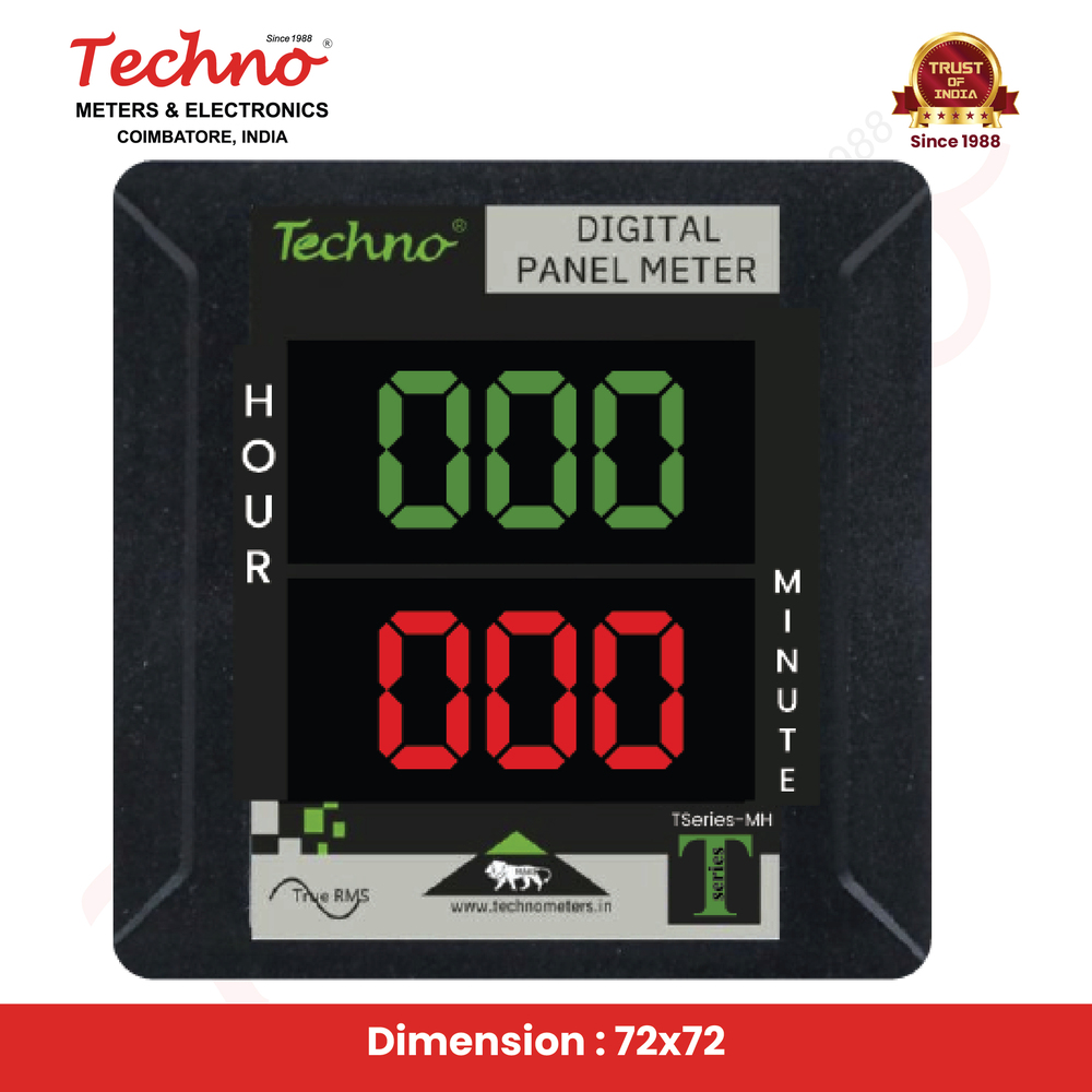 Digital Volt Amps Meter - 72x72 Mm, Polycarbonate Body | High Resolution, Accuracy Class 1, Two Line Bright Led Display