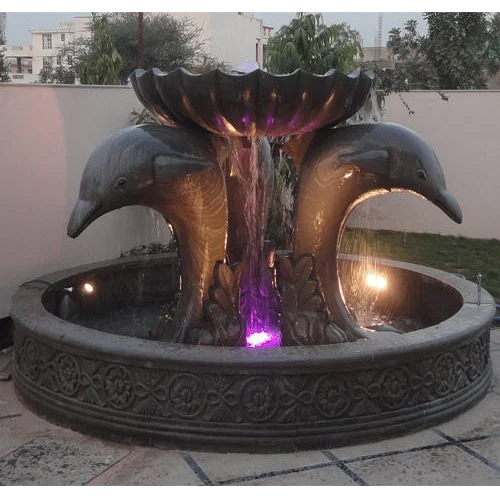 Black Marble Stone Fountain