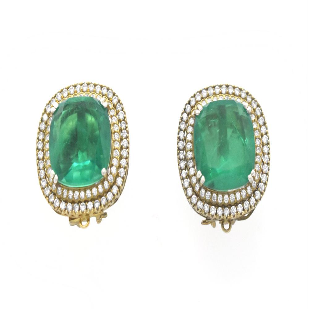 925 Sterling Silver Lab Made Emerald Stud Earrings