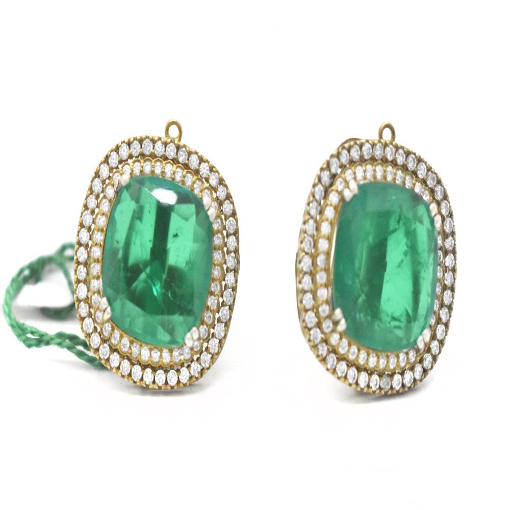925 Sterling Silver Lab Made Emerald Stud Earrings