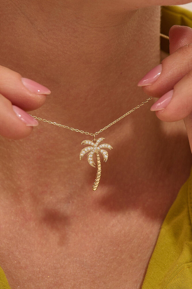 Lab Grown Diamond Palm Tree Pendant Necklace